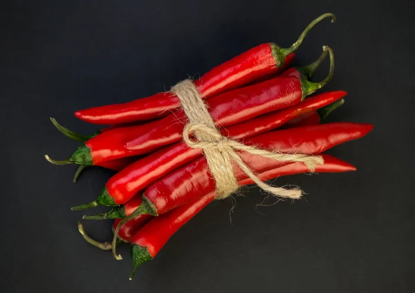 Chili Peppar Isolerad Svart Bakgrund Chili Varm Peppar Klippning Väg — Stockfoto