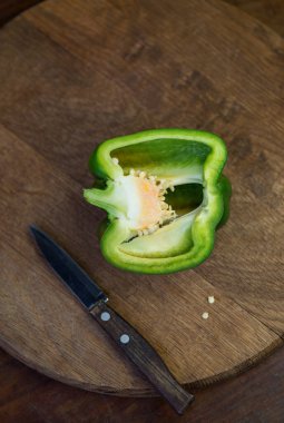 sweet pepper, green bell pepper on black background