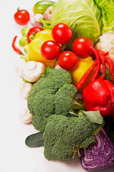 Healthy Organic Vegetables Wooden Background Frame Design — Stock Photo, Image