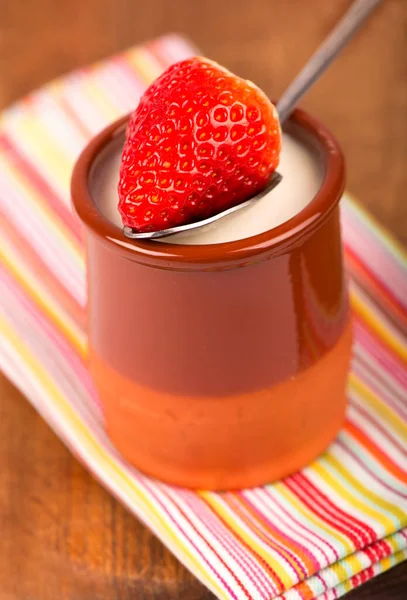 Yogurt Strawberry Glass Filtered Image — Stock Photo, Image