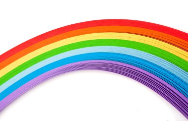 El yapımı hobi. Renkli kağıt ve elementler pembe arka planda, üst görünümde