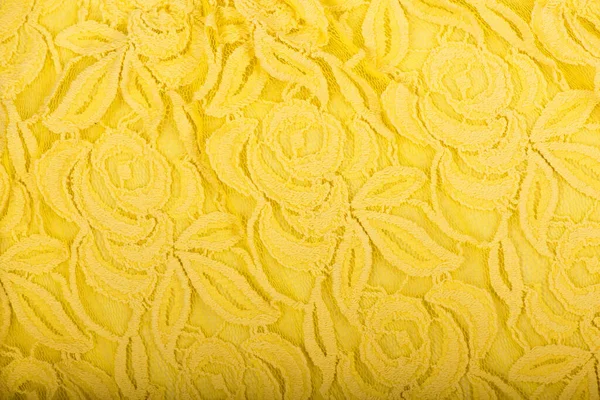 Canvas Background Golden Yellow Fabric Texture Background Lace Pattern Detail — Stock Photo, Image