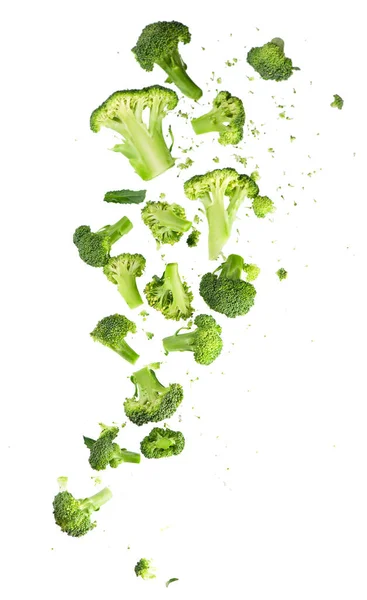 Pola Brokoli Terisolasi Pada Latar Belakang Putih Berbagai Bagian Dari — Stok Foto