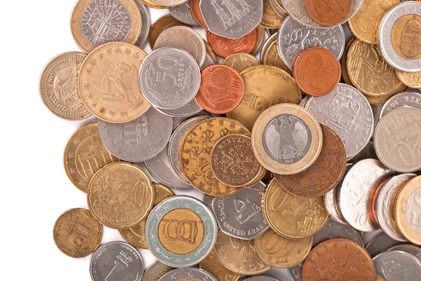 Blandade Mynt Från Olika Länder Närbild — Stockfoto