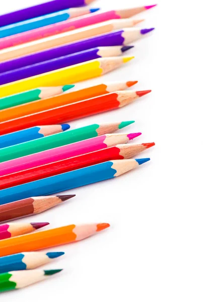 Crayons Couleur Isolés Sur Fond Blanc Gros Plan — Photo