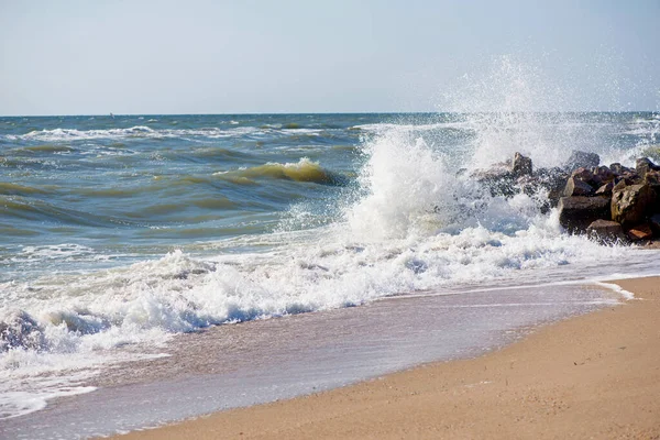 Azov Denizi Suyun Kenarı Deniz Dalga Fırtına Deniz Doğal Arka — Stok fotoğraf