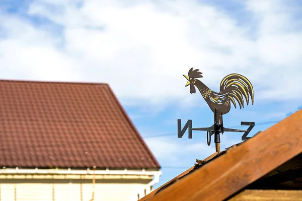 Forged Weather Vane Roof Private House Indicates Direction Wind — Stock Photo, Image