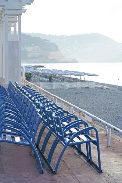 The famous blue chairs, a symbol of Nice, a city in the south of France