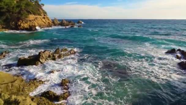 Experience Captivating Beauty Spains Maritime Coast Its Rugged Cliffs Stormy — Stock Video