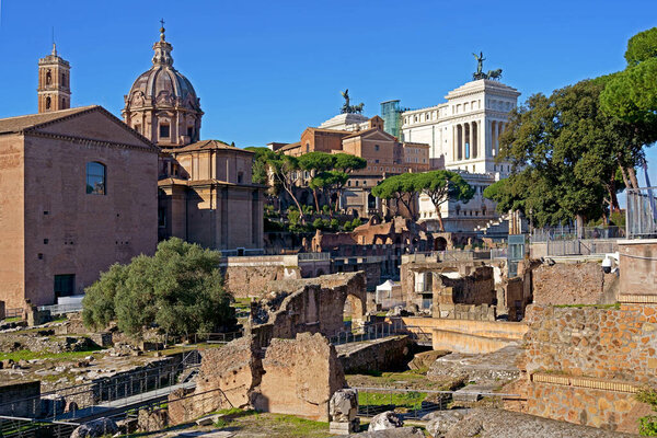 Ruins of the roman Forum from the Palatine Hill