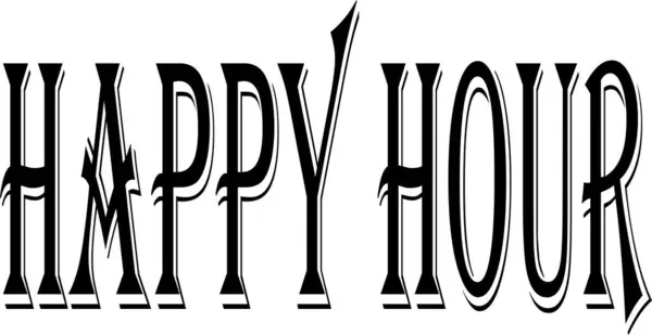 Happy Hours Texto Sinal Ilustração Fundo Branco — Vetor de Stock