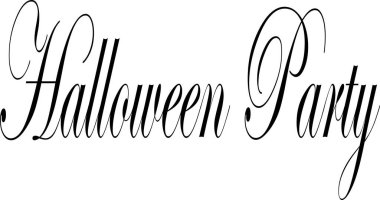 Beyaz arkaplanda Cadılar Bayramı Partisi metin imzası illüstrasyonu