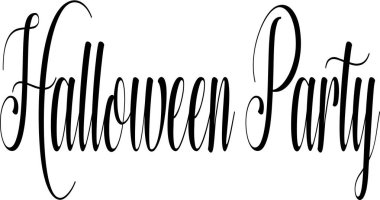 Beyaz arkaplanda Cadılar Bayramı Partisi metin imzası illüstrasyonu