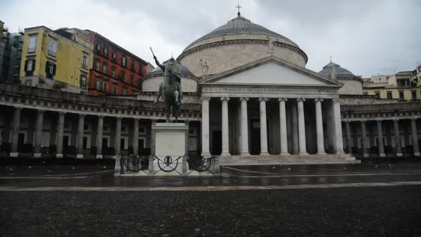Napoli Şafak Vakti Piazza Del Plebiscito Nun Manzarası — Stok video