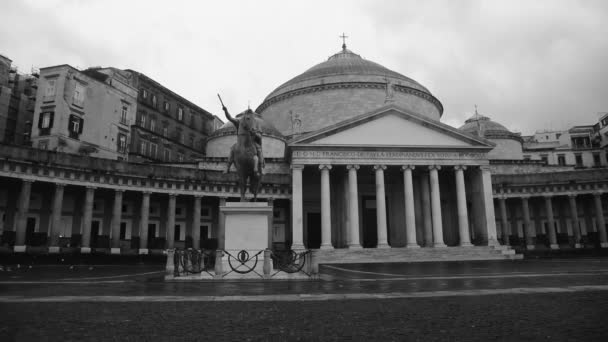 Napoli Şafak Vakti Piazza Del Plebiscito Nun Manzarası — Stok video