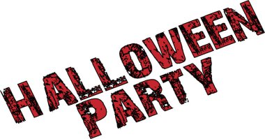 Beyaz arkaplanda Cadılar Bayramı Partisi metin imzası illüstrasyonu