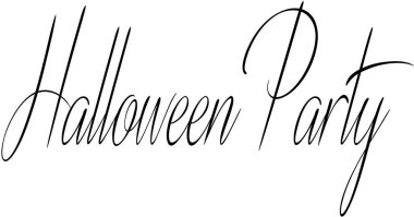 Beyaz arkaplanda Cadılar Bayramı Partisi metin imzası illüstrasyonu