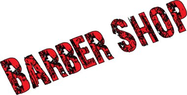 Beyaz arka planda izole edilmiş kırmızı ve siyah desenli berber tabelaları, saç kesimi ve tıraş hizmetleri için ideal.
