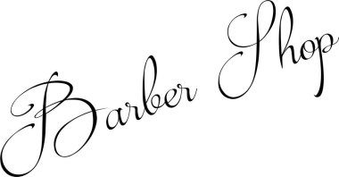 Klasik senaryo berber dükkanını zarif, akıcı bir el yazısı ile, tabela, logo ve markalaşma için uygun hale getiriyor.
