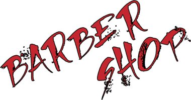 Kırmızı berber dükkânı tabelasını grunge dokusuyla sergilemek, erkeklerin bakımları ve ileri moda saç kesimleri için şık bir yer.