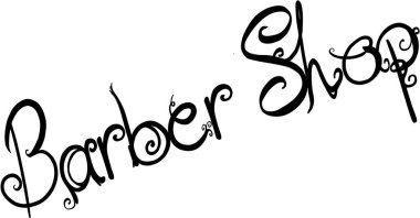 Dekoratif girdaplı şık berber tabelaları, erkeklerin bakım ve stil hizmetleri için ideal.