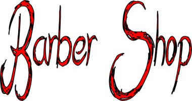 Kırmızı ve siyah boyalı el yazısı bir berber tabelası. Kuaförlük endüstrisindeki işletmeler için ideal.