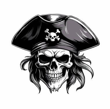 Kaptan şapkalı korsan kafatası.