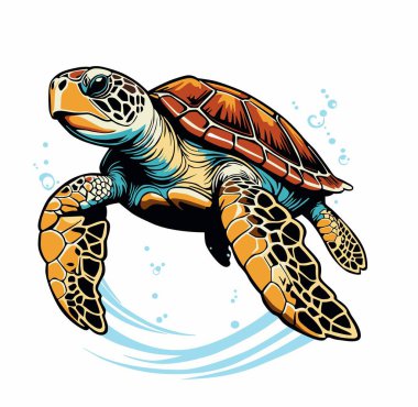 Denizde yüzen bir deniz kaplumbağasının temsili.