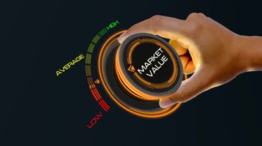 Market_value concept with knob button changing best to poor and reverse