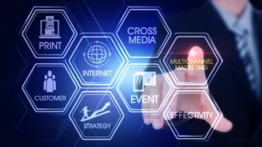 Multichannel_marketing Hexagonal Touch Screen Concept Hexagonal virtual Touch Screen Concept with man touching screen with finger and light streak