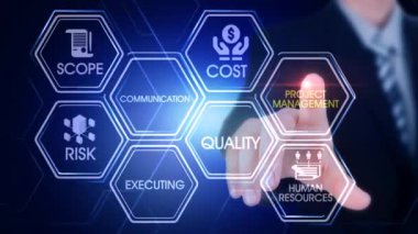 Project_management Hexagonal Touch Screen Concept Hexagonal virtual Touch Screen Concept with man touching screen with finger and light streak