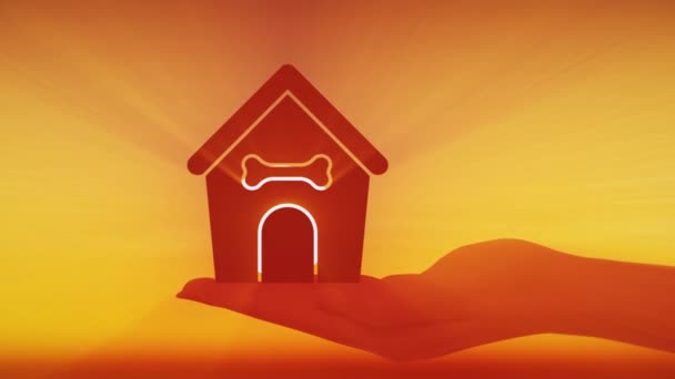 Pies House Model Ręku Promienie Słońca Przez Okno Miniaturowego Modelu — Wideo stockowe