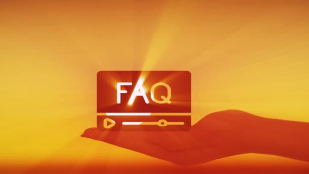 Faq模型在手 阳光透过一个微型模型的窗户照在手上 天空中布满了云彩和阳光 特写慢镜头 — 图库视频影像