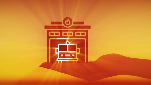 Model Straży Pożarnej Ręku Promienie Słońca Przez Okno Miniaturowego Modelu — Wideo stockowe