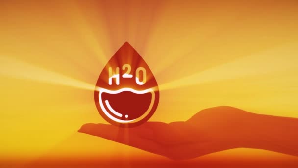 Model Wodny H2O Ręku Promienie Słońca Przez Okno Miniaturowego Modelu — Wideo stockowe