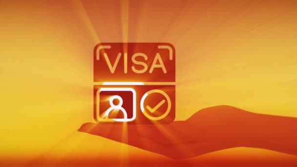 Modelo Visa Mano Rayos Sol Través Ventana Modelo Miniatura Mano — Vídeos de Stock
