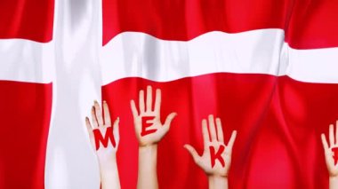 Danimarka Bayrağını Animasyon Danimarka Danimarka olarak metin yazısıyla canlandırılmış bir bayrak