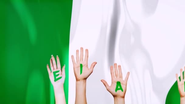 Νιγηρία Χώρα Flaganimated Νιγηρία Μια Σημαία Κινούμενο Χέρι Κείμενο Γραπτώς — Αρχείο Βίντεο