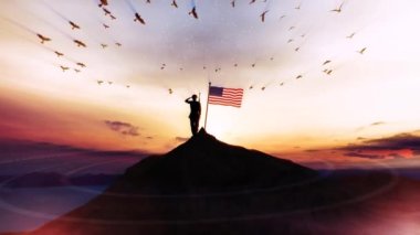 Dağların zirvesindeki asker Amerika her türlü haber ya da bilgi sunumu için mükemmeldir. Arka planda zarif hareketler ve animasyonlarla şık ve temiz bir düzen var.