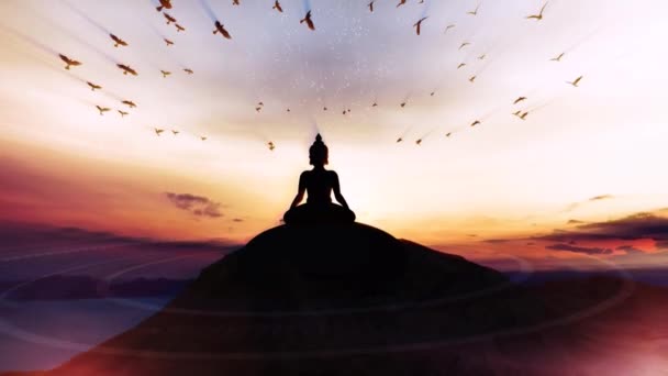 Budha Sur Fond Pic Montagneux Est Parfait Pour Tout Type — Video
