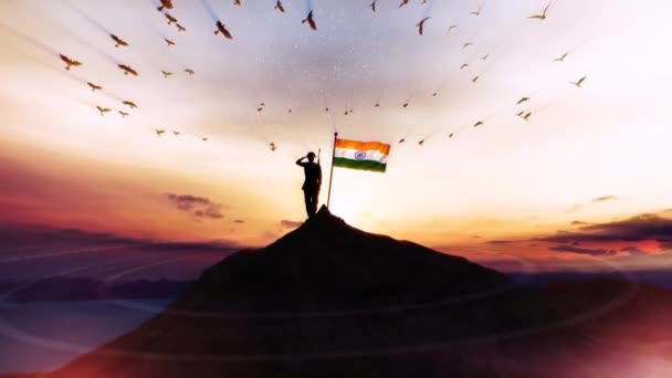 Soldat India Bergstopp Bakgrund Perfekt För Alla Typer Nyheter Eller — Stockvideo