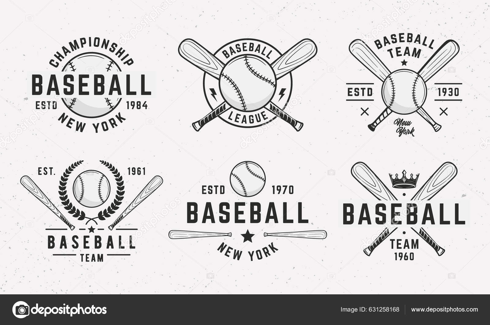Baseball Emblems Logos Badges Templates Set Baseball Logos Baseball