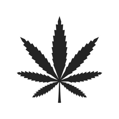 Esrar, marihuana ikonu. Kenevir yaprağı simgesi beyaz arkaplanda izole edilmiş. Tişört ve tipografi için baskı. Vektör illüstrasyonu