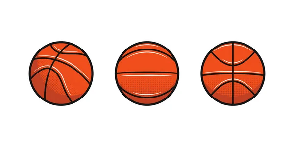 Beyaz arka planda izole edilmiş basketbol topları simgeleri. Logo, poster ve amblem için tasarım elemanları. Spor topu ikonları. Vektör illüstrasyonu