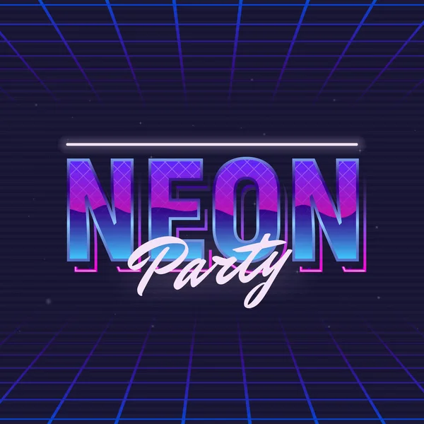 Neon Party Logo Template Logo Design Neon Light Retro Chromium — Stock Vector