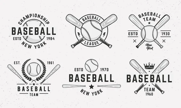Бейсбольные Эмблемы Логотипы Шаблоны Значков Набор Бейсбольных Логотипов Бейсбольные Эмблемы — стоковый вектор