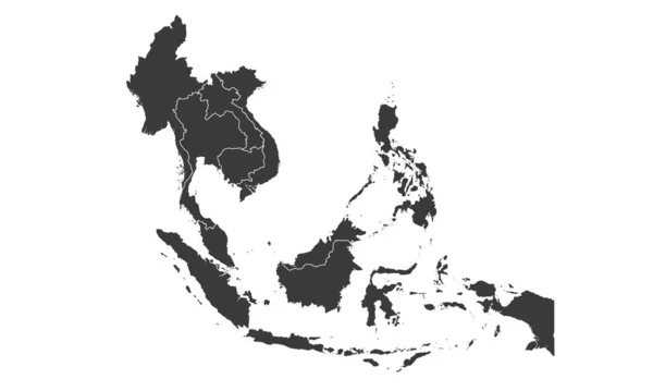 Bölgeleri ve ülkeleri olan Güneydoğu Asya haritası. Endonezya, Vietnam, Tayland, Filipinler, Malezya haritaları. Güney Doğu Asya haritası beyaz arka planda izole edildi. Vektör illüstrasyonu