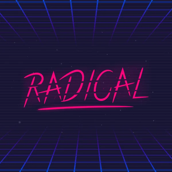 Radical Rad Lettering Retro Style Slang Radical Retro Neon Logo — Stock Vector