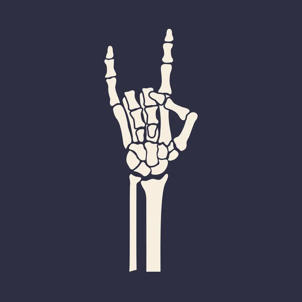 Skelett Hand Med Rock Gest Isolerad Vit Bakgrund Vektorillustration — Stock vektor