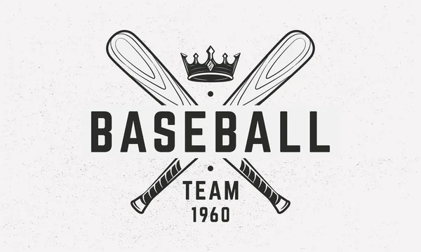 棒球队 俱乐部标志模板 棒球标志 棒球交叉蝙蝠与冠隔离在白色背景 病媒标志 — 图库矢量图片